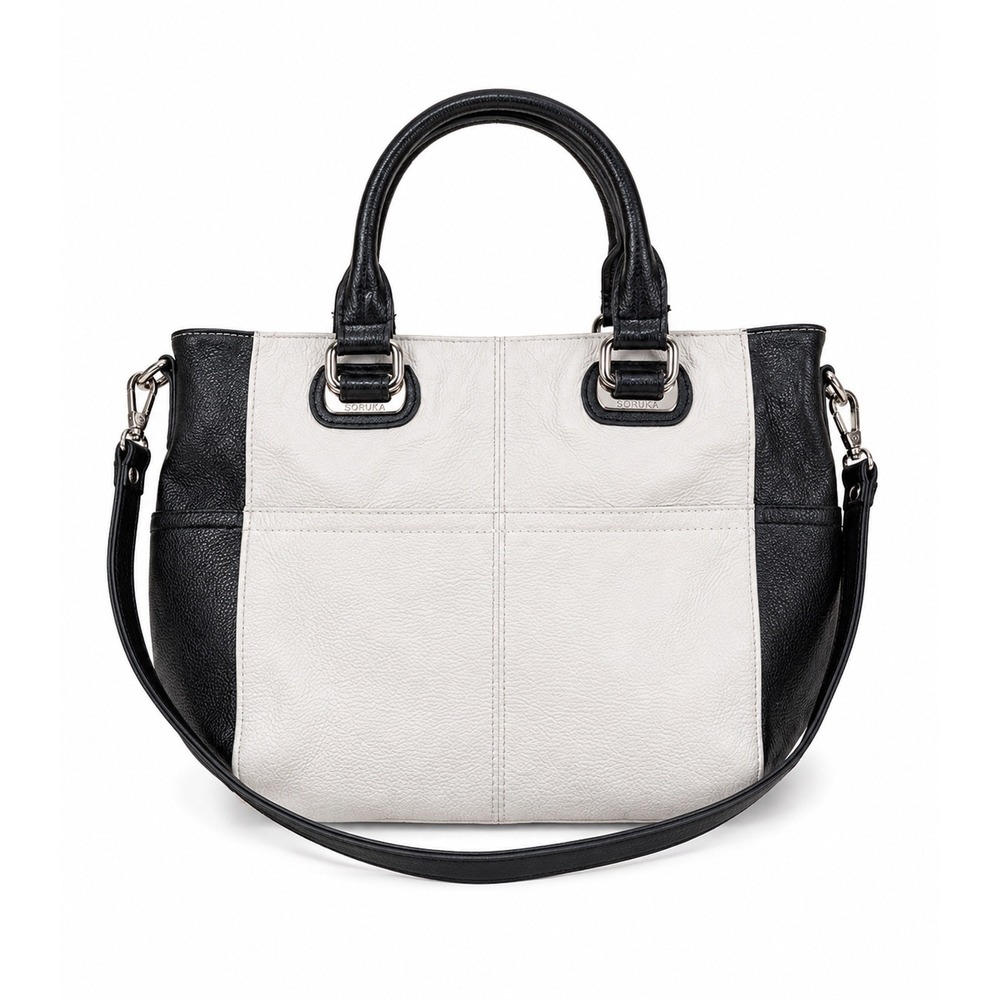 Tignanello Vintage Y2K Black White Leather Crossbody Handbag Purse